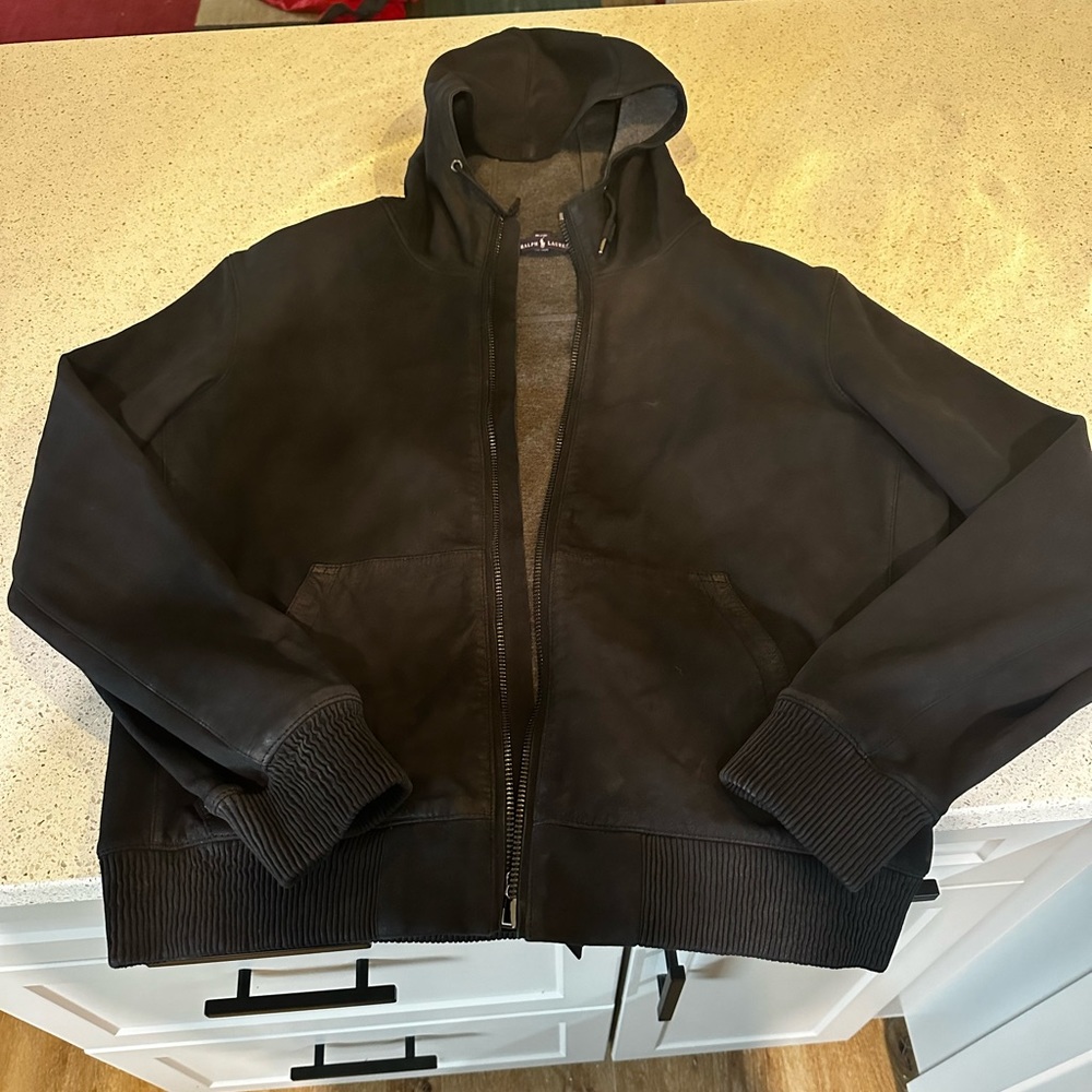 Ralph Lauren Suede Bomber Jacket. Size Large. Like New. Only Worn Twice